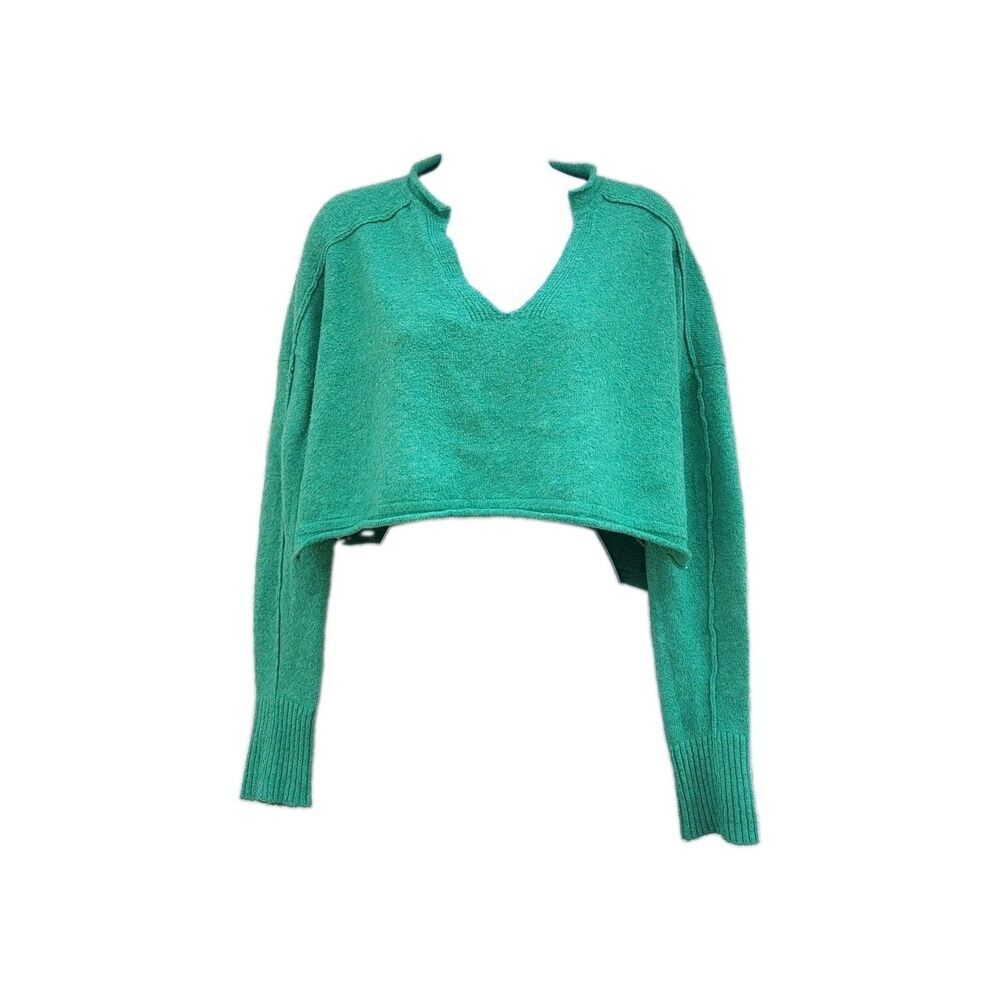 BDG Urban Outfitters Green Cropped Knit Sweater Sz XS Relaxed Oversized Fit Boxy